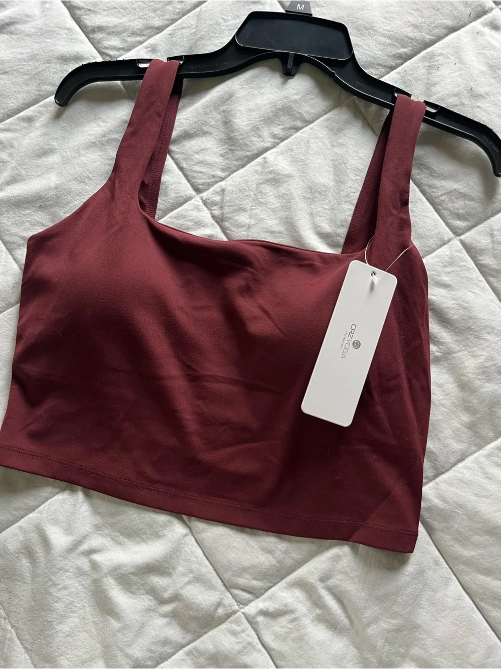 CRZ YOGA Butterluxe Square Neck Crop Tank Top Large